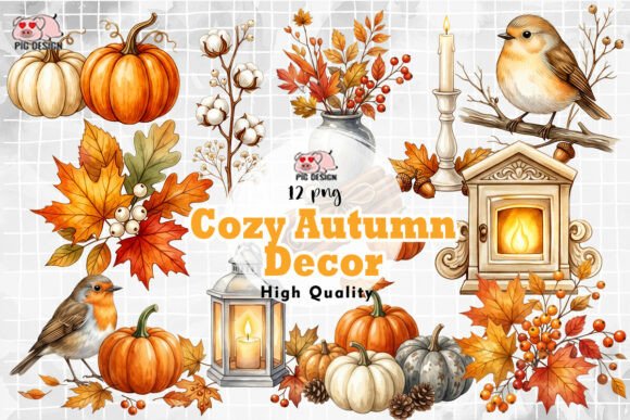 Download Cozy Autumn Decor Clipart PNG - Clipart Collection