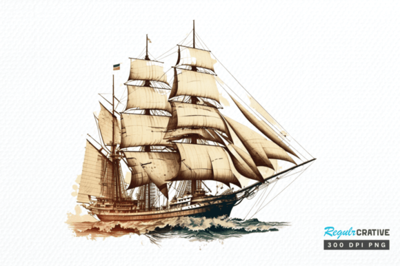 Download Watercolor Vintage Ship Clipart PNG - Clipart Collection