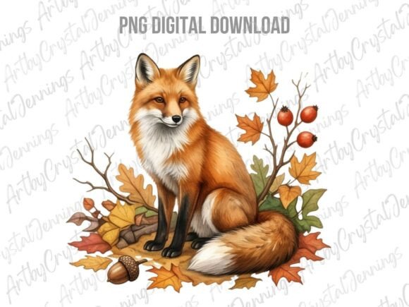 Download Autumn Fox Watercolor Clipart PNG - Clipart Collection