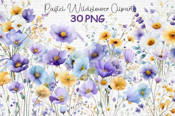 Download Pastel Wildflower Clipart Bundle PNG - Clipart Collection