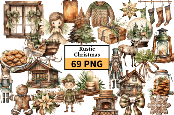 Download Rustic Christmas Clipart Bundle PNG - Clipart Collection