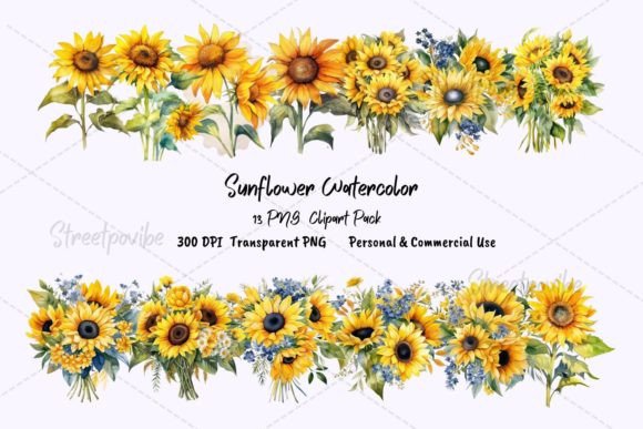 Download Sunflower Watercolor Clipart PNGs Pack - Clipart Collection