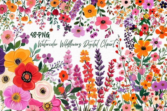 Download Watercolor Wildflowers Digital Clipart - Clipart Collection