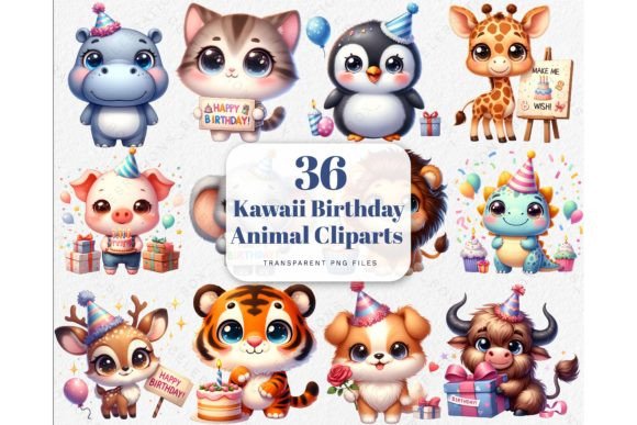 Download Kawaii Birthday Animal PNG Cliparts - Clipart Collection