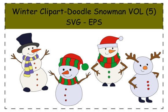 Download Doodle Winter Snowman Clipart Set - Clipart Collection