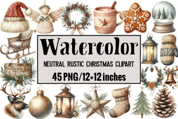 Download Neutral Rustic Christmas Clipart - Clipart Collection
