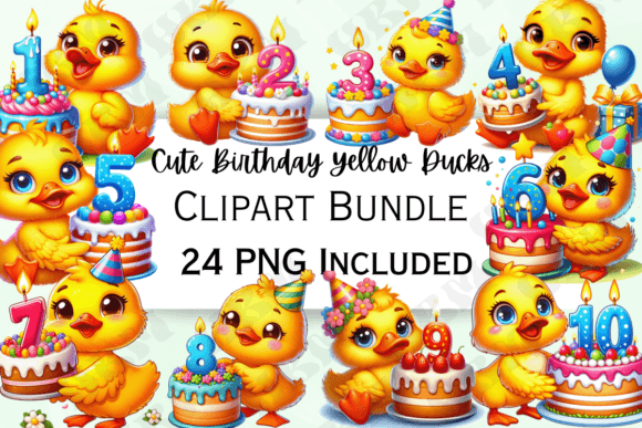 Download Cute Birthday Yellow Ducks Clipart - Clipart Collection