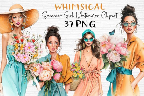 Download Summer Girl Watercolor Clipart PNG - Clipart Collection