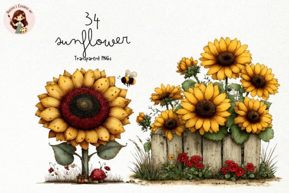Download Watercolor Sunflower PNG Clipart Set - Clipart Collection