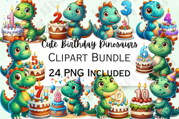 Download Cute Birthday Dinosaurs Clipart - Clipart Collection