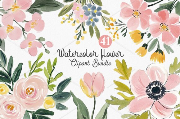 Download Watercolor Flower Clipart Bundle - Clipart Collection