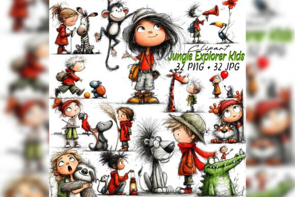 Download Whimsical Jungle Explorer Kids Clipart - Clipart Collection