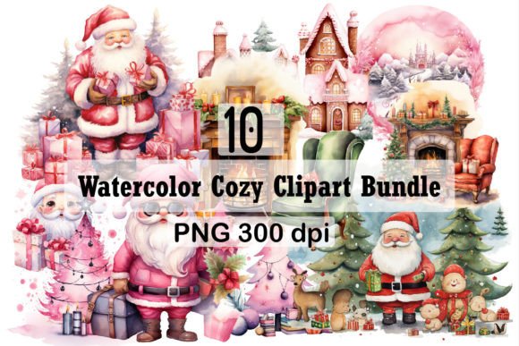 Download Watercolor Cozy Christmas Clipart Bundle - Clipart Collection