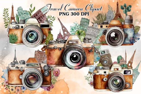 Download Retro Travel Camera Watercolor Clipart - Clipart Collection