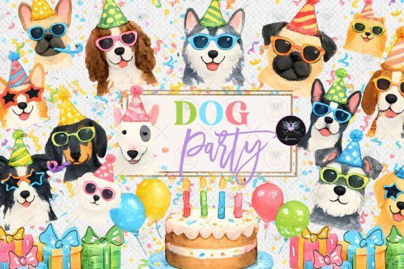Download Dog Party Clipart Watercolor - Clipart Collection