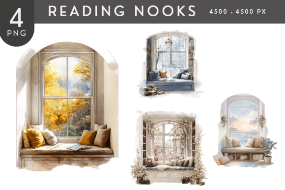 Download Cozy Watercolor Reading Nook Clipart PNG - Clipart Collection