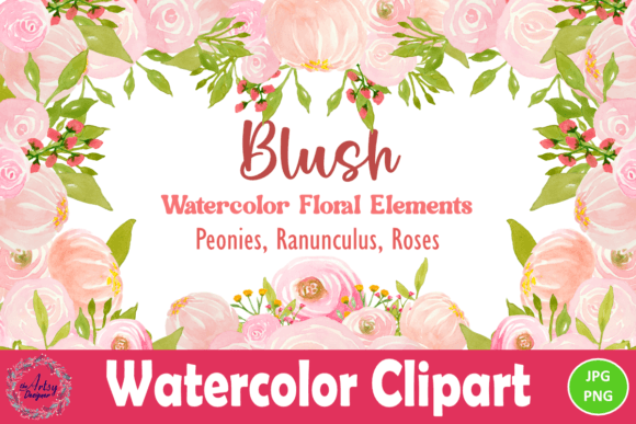 Download Blush Watercolor Floral Elements Clipart - Clipart Collection