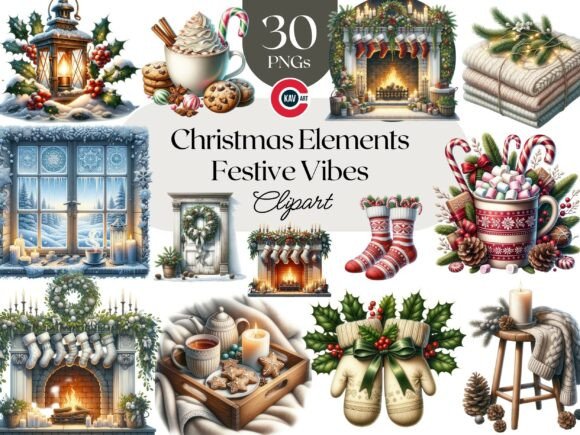 Download Cozy Christmas Holiday Clipart Bundle - Clipart Collection