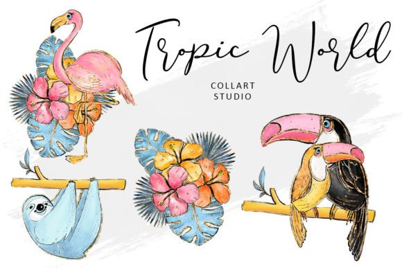 Download Tropic World Cute Clipart Set, Animals - Clipart Collection