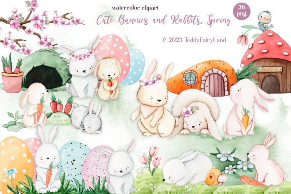 Download Cute Easter Watercolor Clipart Bunny - Clipart Collection