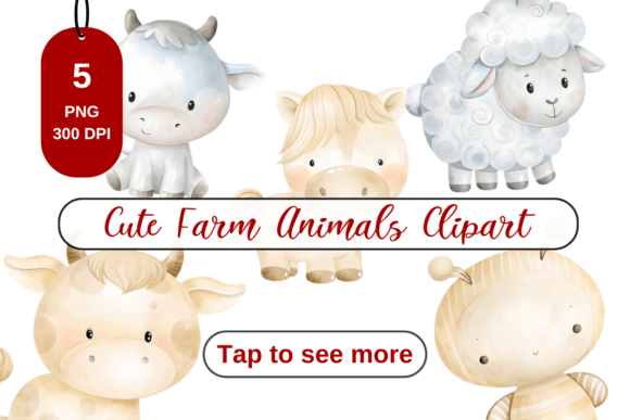 Download Cute Watercolor Farm Animals Clipart Set - Clipart Collection