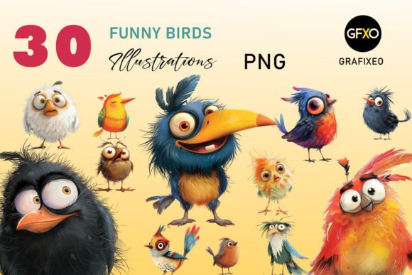 Download Funny Birds Cute Illustration Clipart - Clipart Collection