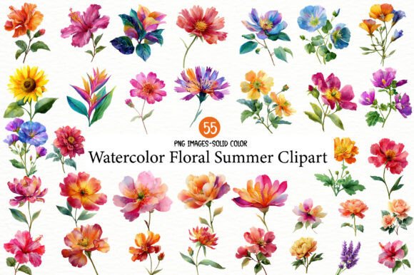 Download Watercolor Floral Summer Clipart - Clipart Collection
