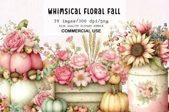 Download Whimsical Floral Fall Clipart Bundle - Clipart Collection