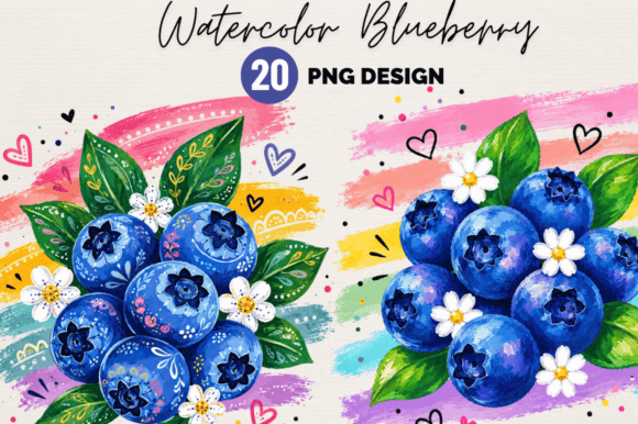 Download Watercolor Blueberry PNG Clipart Bundle - Clipart Collection