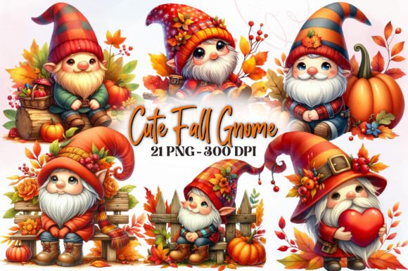Download Cute Fall Gnome Watercolor Clipart - Clipart Collection