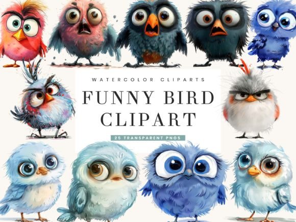 Download Watercolor Funny Bird Clipart Bundle - Clipart Collection