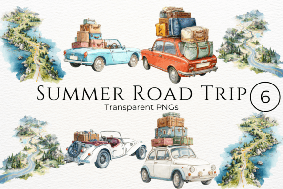 Download Summer Road Trip Watercolor Clipart - Clipart Collection