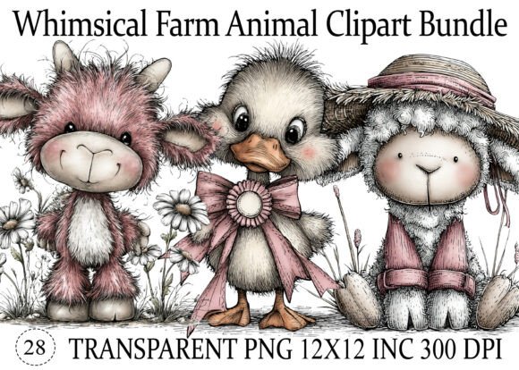 Download Whimsical Farm Animal Clipart Bundle - Clipart Collection