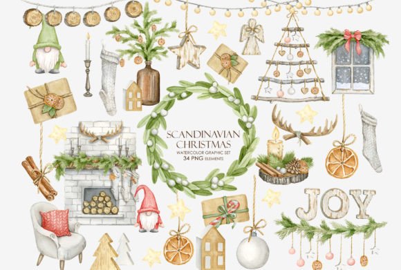 Download Watercolor Rustic Christmas Clipart - Clipart Collection