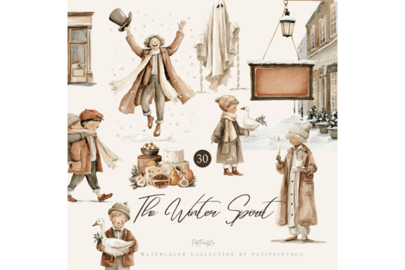 Download Watercolor Christmas Carol Clipart Set - Clipart Collection