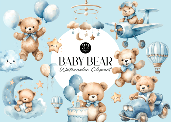 Download Cute Teddy Bear Baby Shower Clipart - Clipart Collection