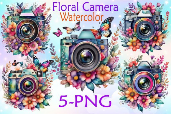 Download Floral Camera Watercolor Clipart Bundle - Clipart Collection