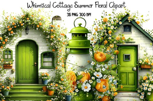 Download Whimsical Cottage Summer Floral Clipart - Clipart Collection