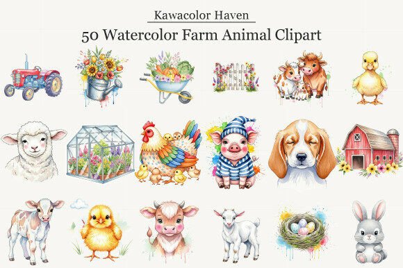 Download Watercolor Farm Animal Clipart - Clipart Collection
