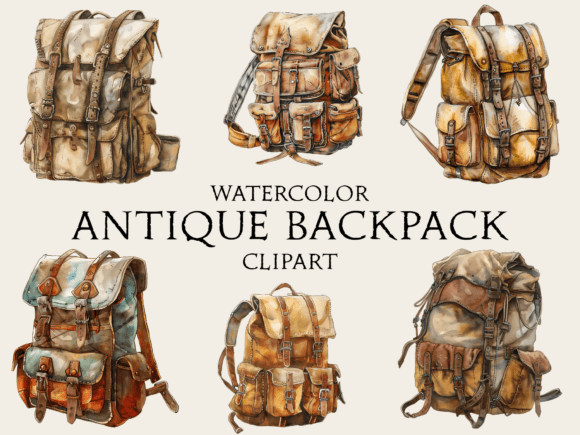 Download Watercolor Antique Backpack Clipart - Clipart Collection