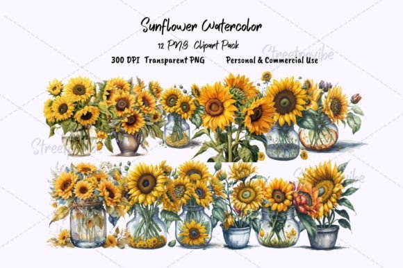 Download Sunflower Watercolor Clipart PNG Pack - Clipart Collection
