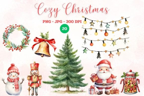 Download Watercolor Cozy Christmas Clipart - Clipart Collection