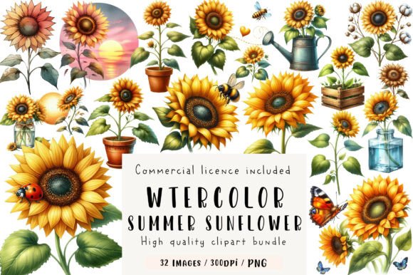 Download Watercolor Summer Sunflower Clipart - Clipart Collection