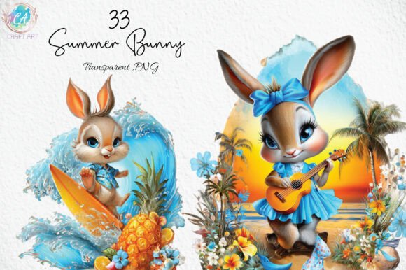 Download Whimsical Summer Bunny Clipart PNG - Clipart Collection
