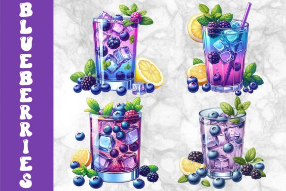 Download Blueberry Drinks Clipart Set - Clipart Collection
