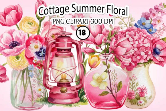 Download Whimsical Cottage Summer Floral Clipart - Clipart Collection