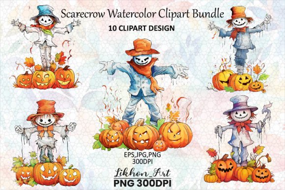 Download Scarecrow Watercolor Clipart Bundle - Clipart Collection