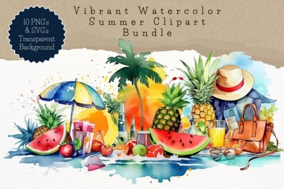Download Vibrant Watercolor Summer Clipart Bundle - Clipart Collection