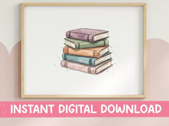 Download Pastel Book Stack Watercolor Design - Watercolor design Collection