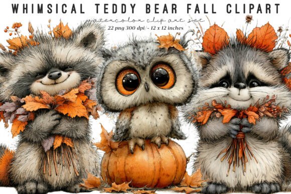 Download Whimsical Teddy Bear Fall Clipart - Clipart Collection